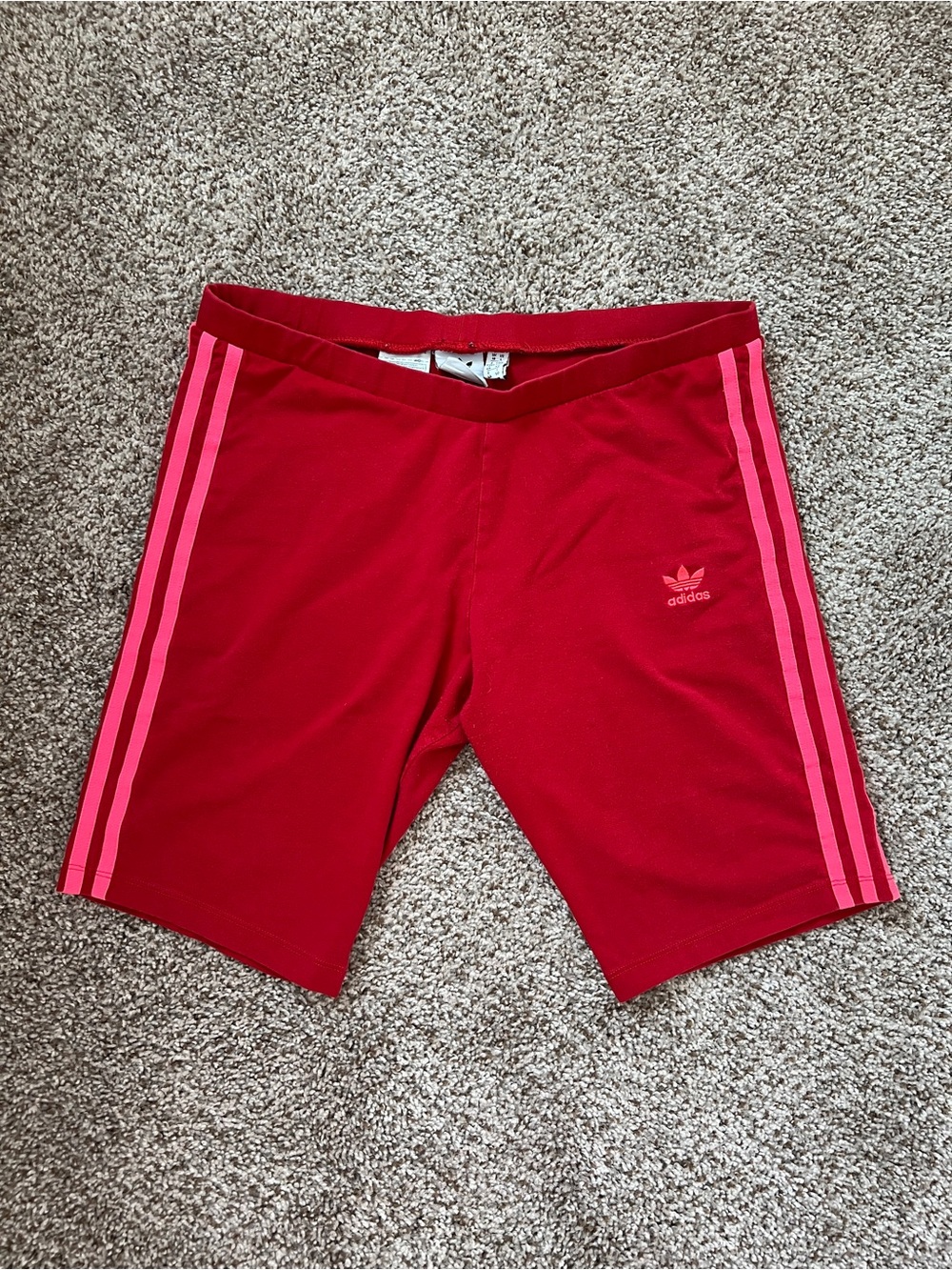 Vintage adidas Red Bike Shorts with Pink Side Stripes - Picture 5 of 10